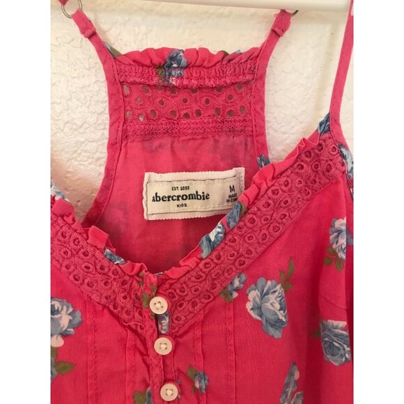 ABERCROMBIE KIDS Pink Floral Pattern Romper Girl's Size Medium Summer Outfit wit - Picture 2 of 4